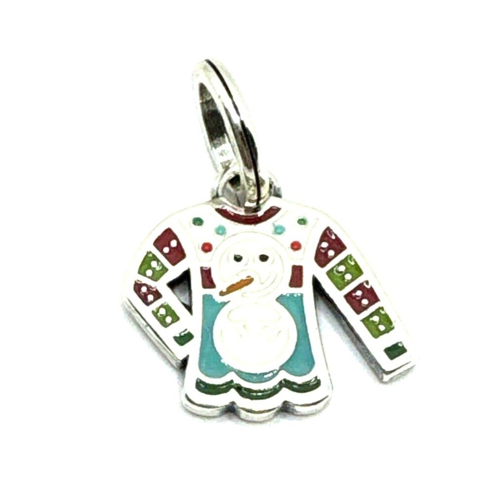 Brighton Frosty Snowman Christmas Sweater Green Red Holiday Silver Pendant Charm
